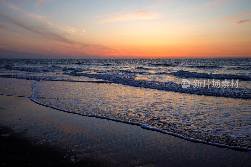 Beach just after sunset, Bredene, België